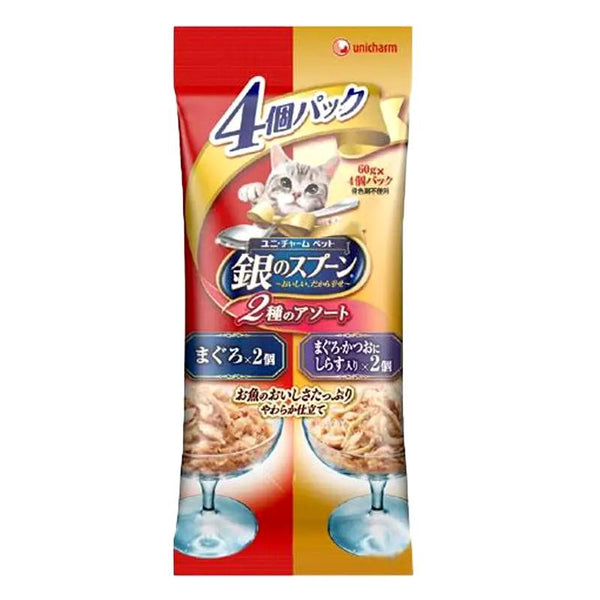240g×1個 ユニ・チャーム 銀のスプーン 2種のアソート まぐろ/まぐろ・かつおにしらす入り