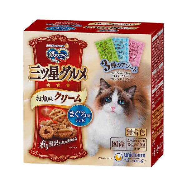 🔥残りわずか🔥180g×1個 ユニ・チャーム 三ツ星グルメ お魚味クリーム まぐろ味レシピ3種のアソート
