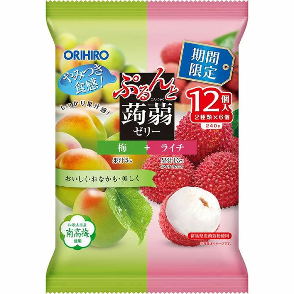 240g×1個 オリヒロプランデュ ぷるんと蒟蒻ゼリーパウチ 梅+ライチ 0095
