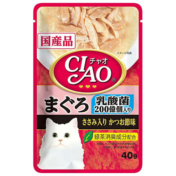 40g×1個 いなばペットフード CIAO 乳酸菌入り まぐろ ささみ入りかつお節味